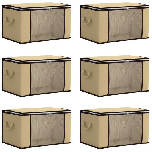 vidaXL Storage Box with Transparent Side Window 6 pcs Cream