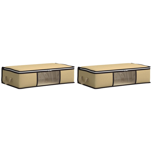 vidaXL Storage Box with Transparent Side Window 2 pcs Cream