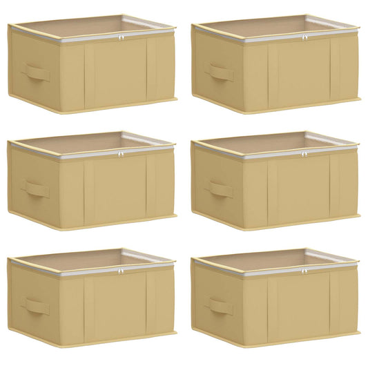 vidaXL Storage Box with Transparent Top Window 6 pcs Cream