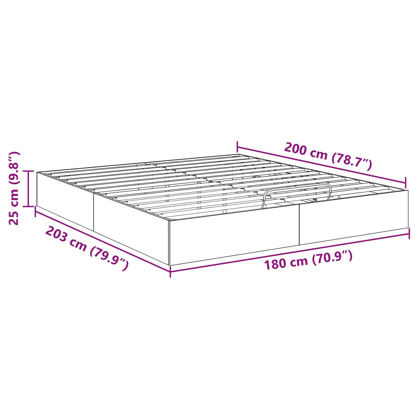 vidaXL Ottoman Bed Frame Smoked Oak 203 x 180 x 25 cm Engineered Wood