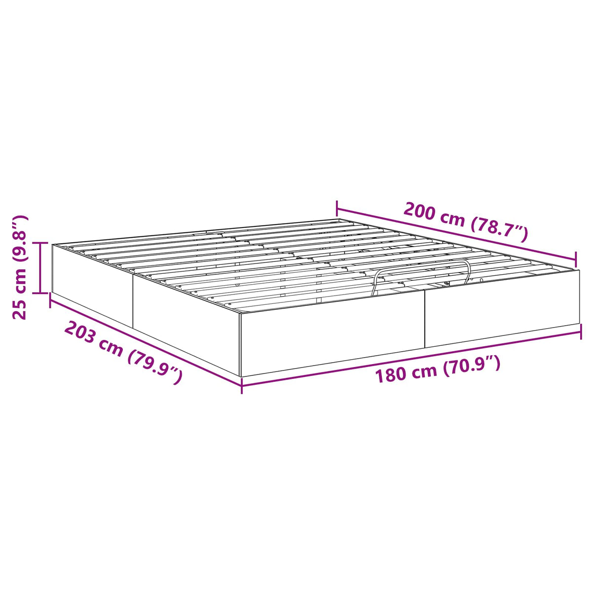 vidaXL Ottoman Bed Frame Grey Sonoma 180 x 200 cm Engineered Wood