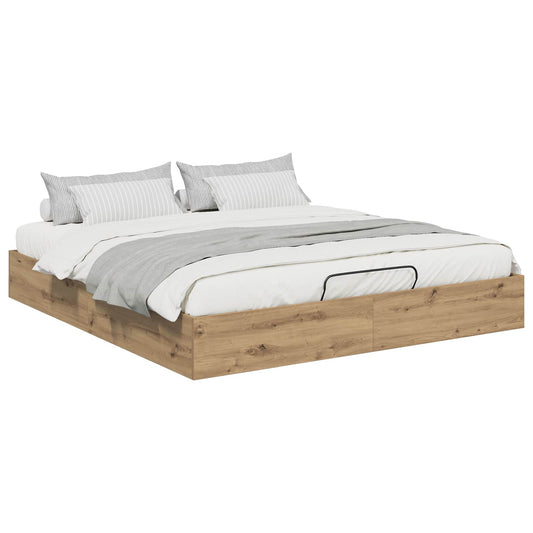 vidaXL Ottoman Bed Frame with Storage Artisian Oak 203 x 180 x 25 cm
