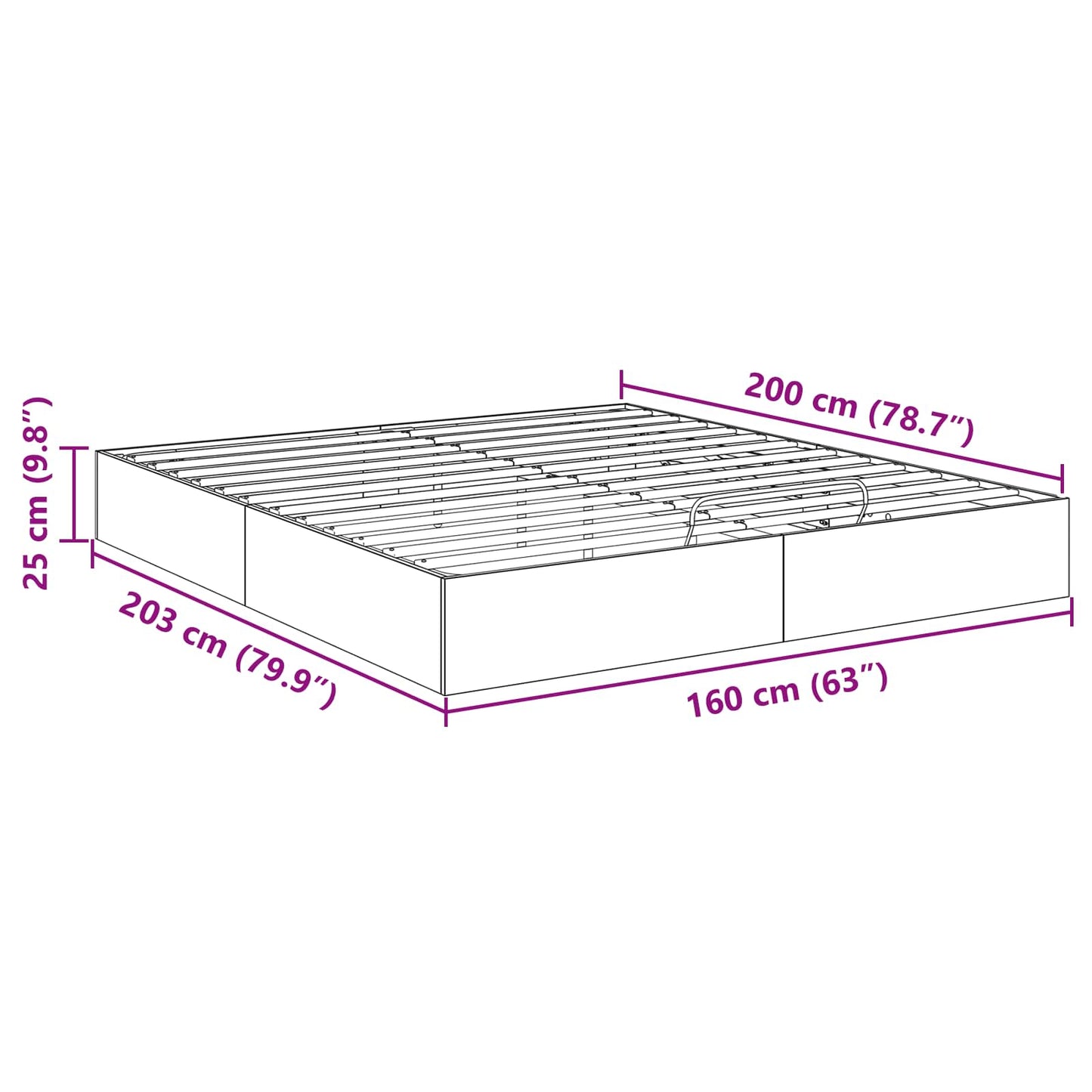 vidaXL Ottoman Bed Frame with Storage Concrete Grey 203 x 160 x 25 cm