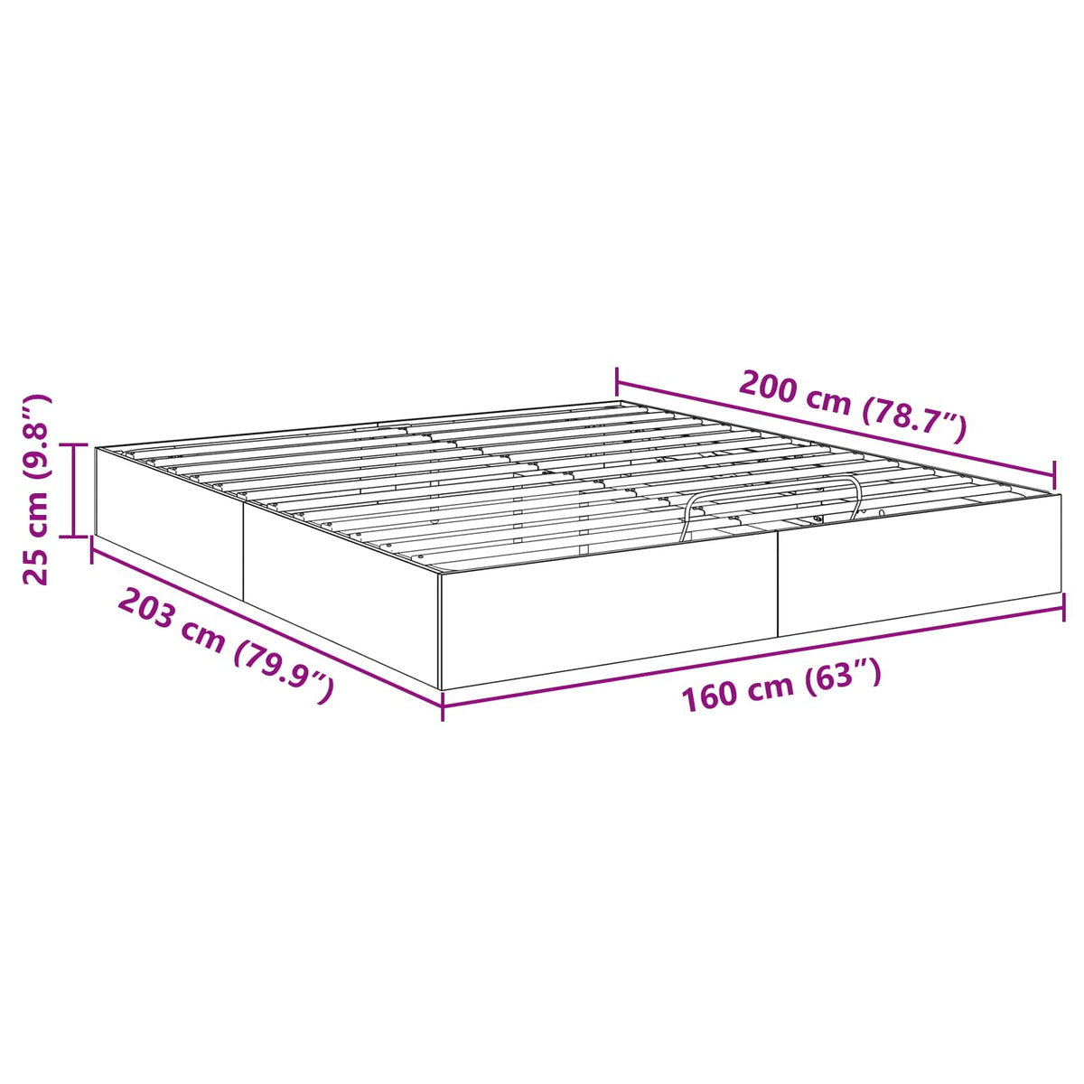 vidaXL Ottoman Bed Frame Smoked Oak 160 x 200 cm Engineered Wood