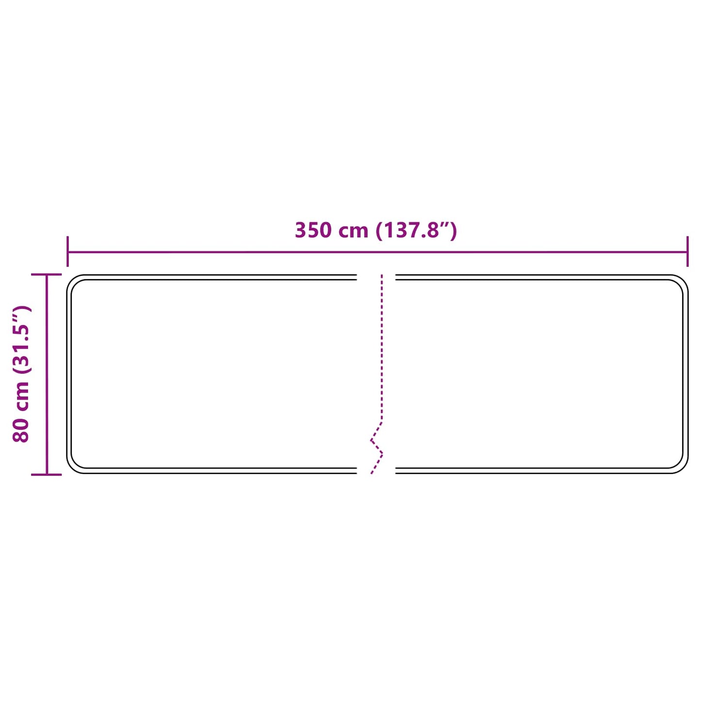 vidaXL Rug Runner MARSA Black 80 x 350 cm Polyester and PVC