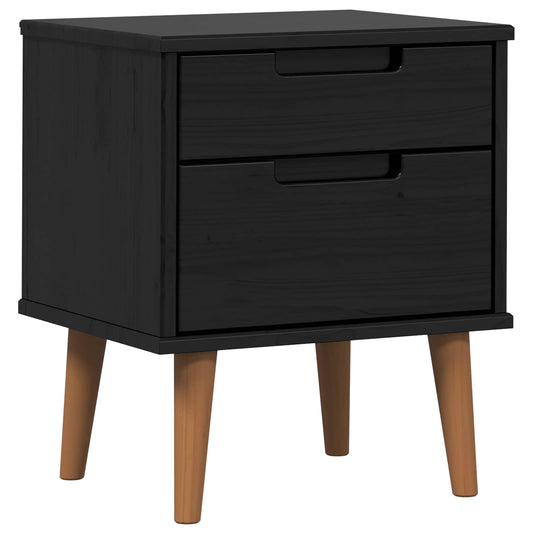 vidaXL Bedside Cabinet MOLDE Black 40 x 35 x 48 cm Solid Pine Wood