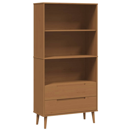 vidaXL Bookcase MOLDE 85 x 35 x 170.5 cm Solid Pine Wood Caramel