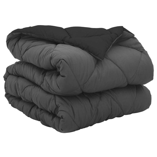vidaXL Full Year Duvet Black and Anthracite 135 x 220 cm Microfiber