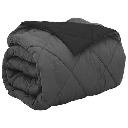 vidaXL Full Year Duvet Black and Anthracite 220 x 240 cm Microfiber