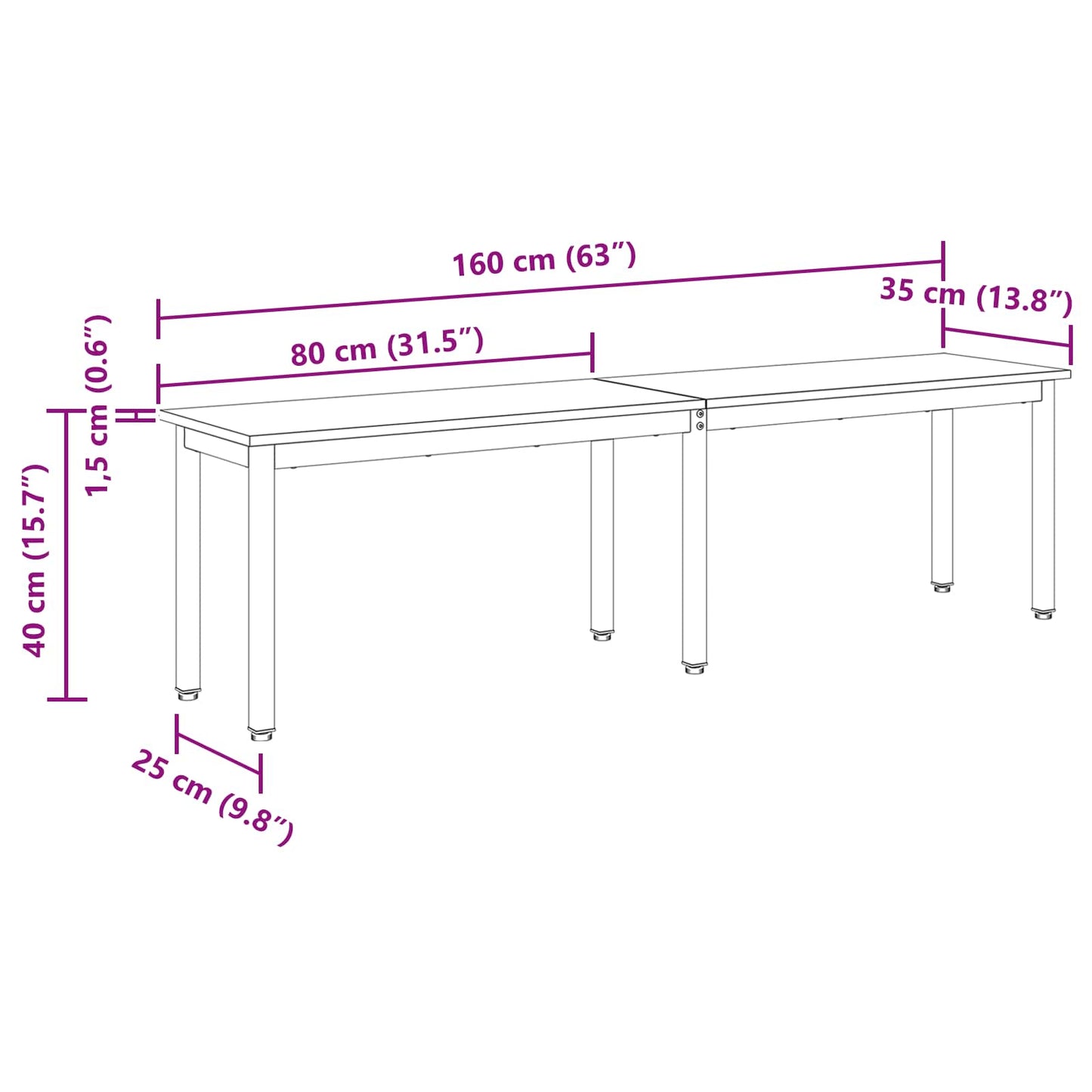vidaXL Bench Artisian Oak 160 x 35 x 45 cm Engineered Wood