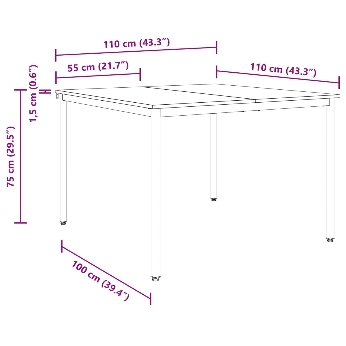 vidaXL Dining Tables 110 x 110 x 75 cm Engineered Wood Grey Sonoma