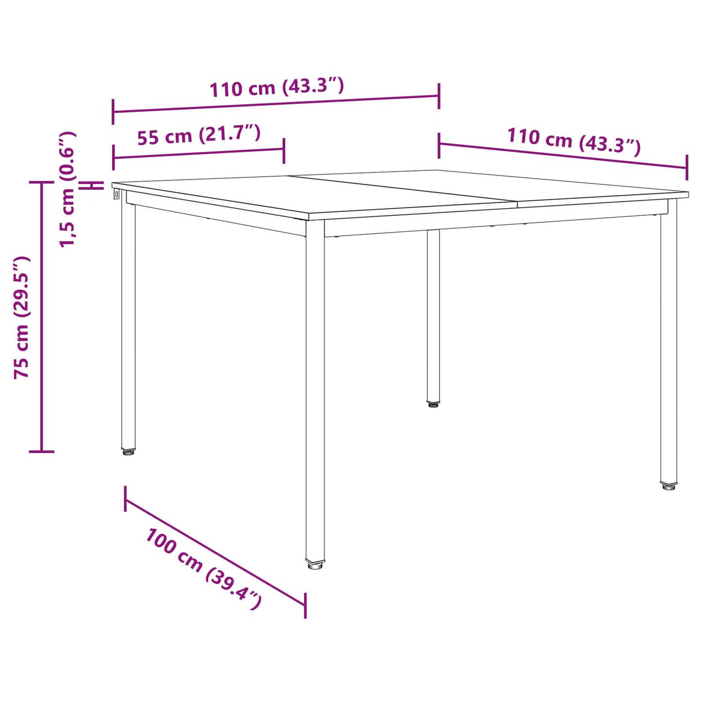 vidaXL Dining Tables 110 x 110 x 75 cm Engineered Wood Grey Sonoma
