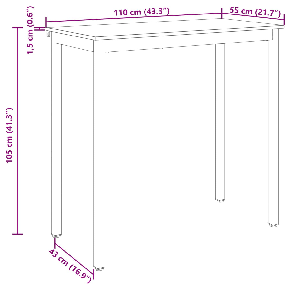 vidaXL Standing Bar Table Engineered Wood Rectangular