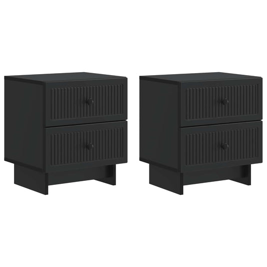 vidaXL Bedside Cabinet 2 pcs Black 43 x 34.5 x 47.5 cm Engineered Wood