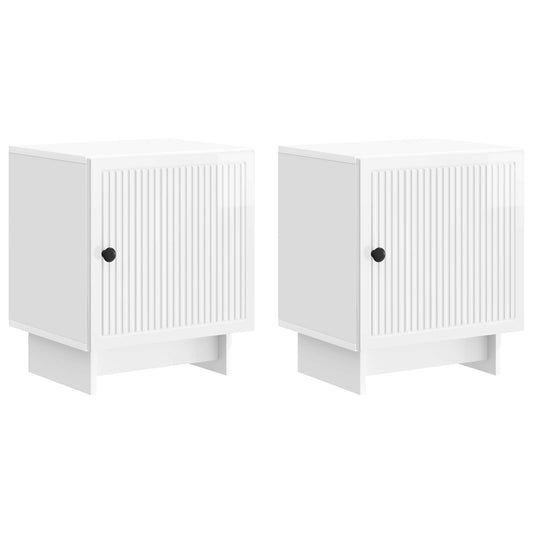 vidaXL Bedside Cabinet 2 pcs High Gloss White 43 x 34.5 x 50 cm