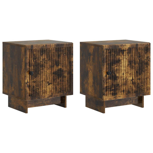 vidaXL Bedside Cabinet 2 pcs Smoked Oak 43 x 34.5 x 50 cm