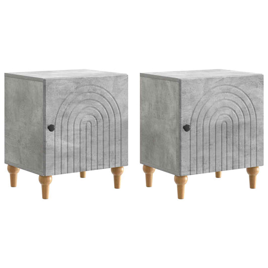 vidaXL Bedside Cabinet 2 pcs Concrete Grey 43 x 34.5 x 50 cm