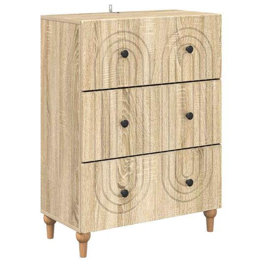 vidaXL Drawer Cabinet Sonoma Oak 66 x 34.5 x 90 cm Engineered Wood