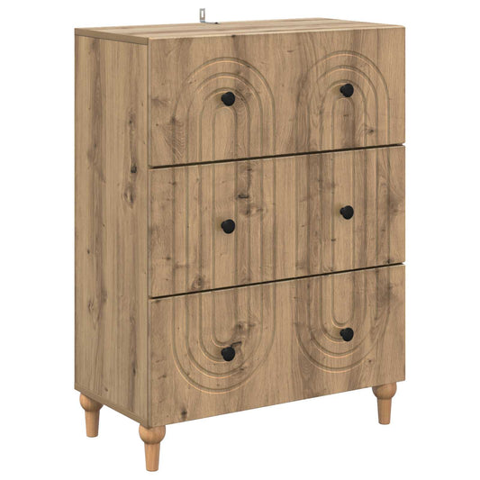 vidaXL Drawer Cabinet 66 x 34.5 x 90 cm Engineered Wood Artisan Oak