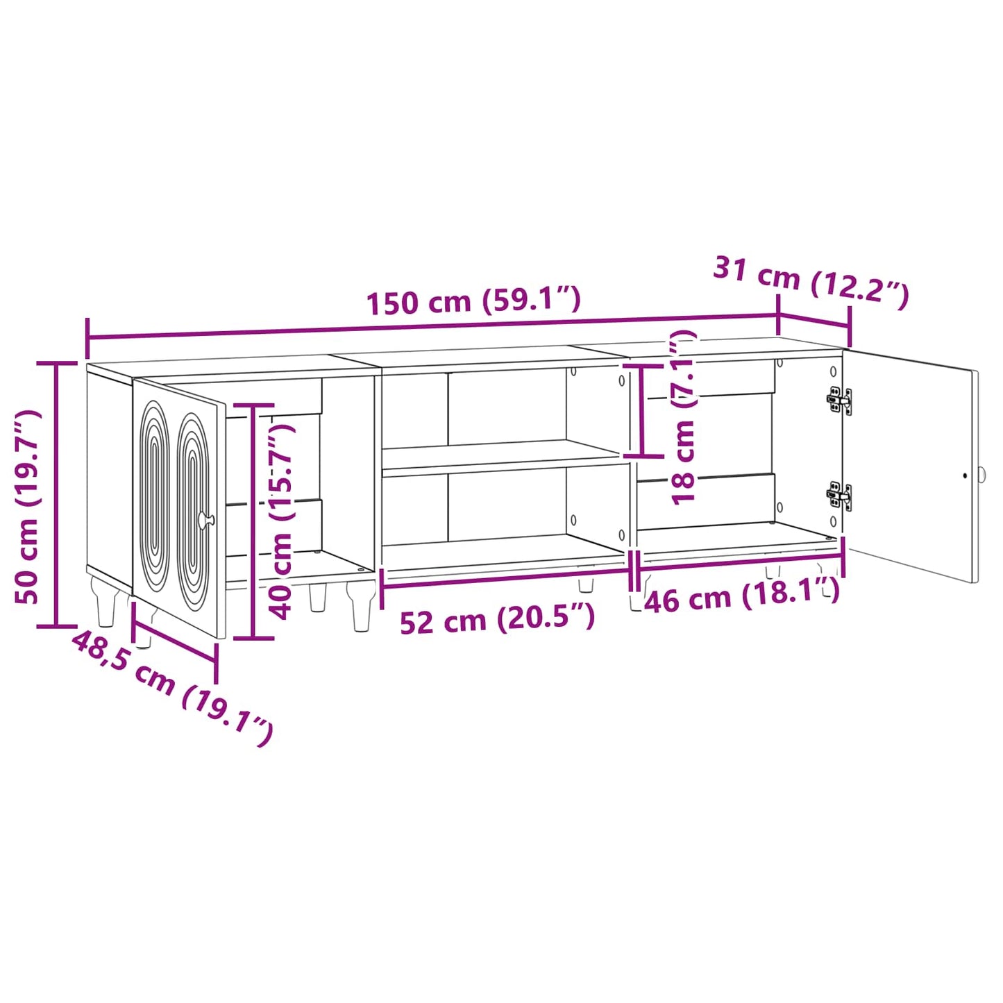 vidaXL TV Cabinet 150 x 31 x 50 cm Sonoma Oak Engineered Wood