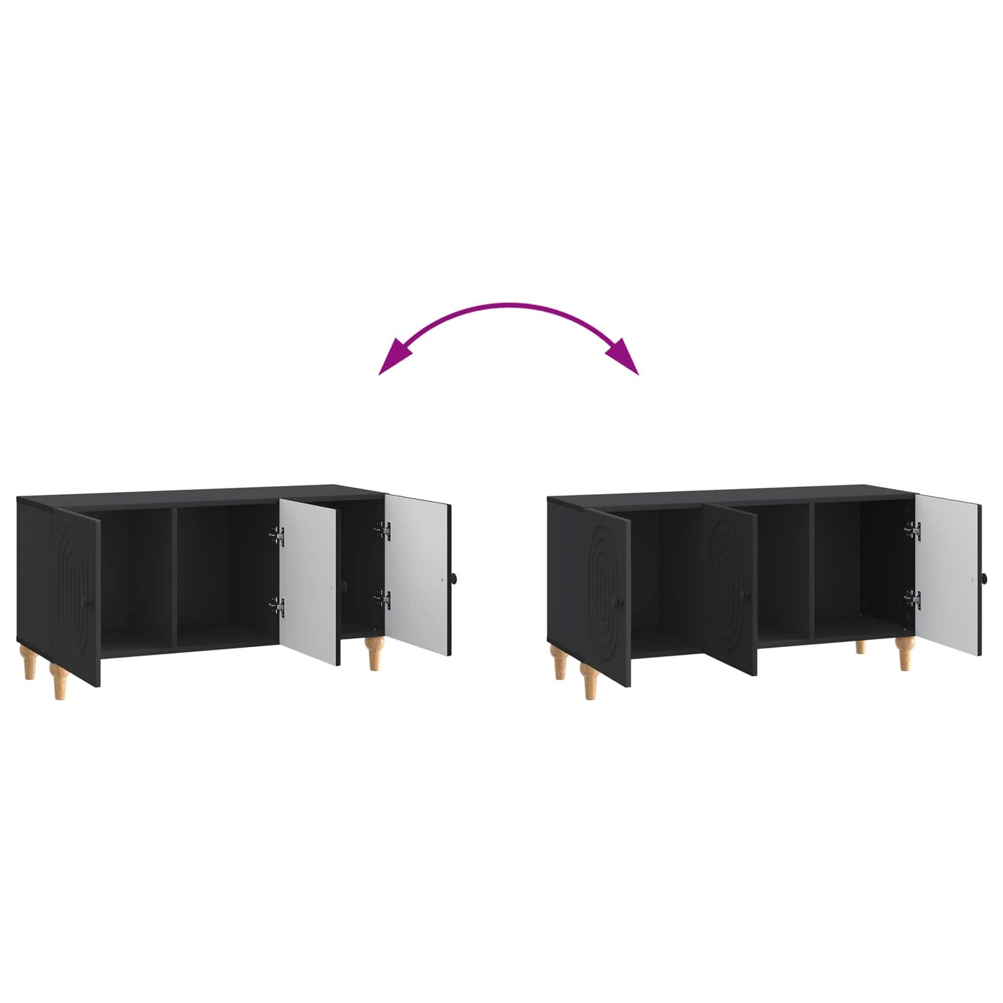vidaXL TV Cabinet 99 x 34.5 x 50 cm Black Engineered Wood