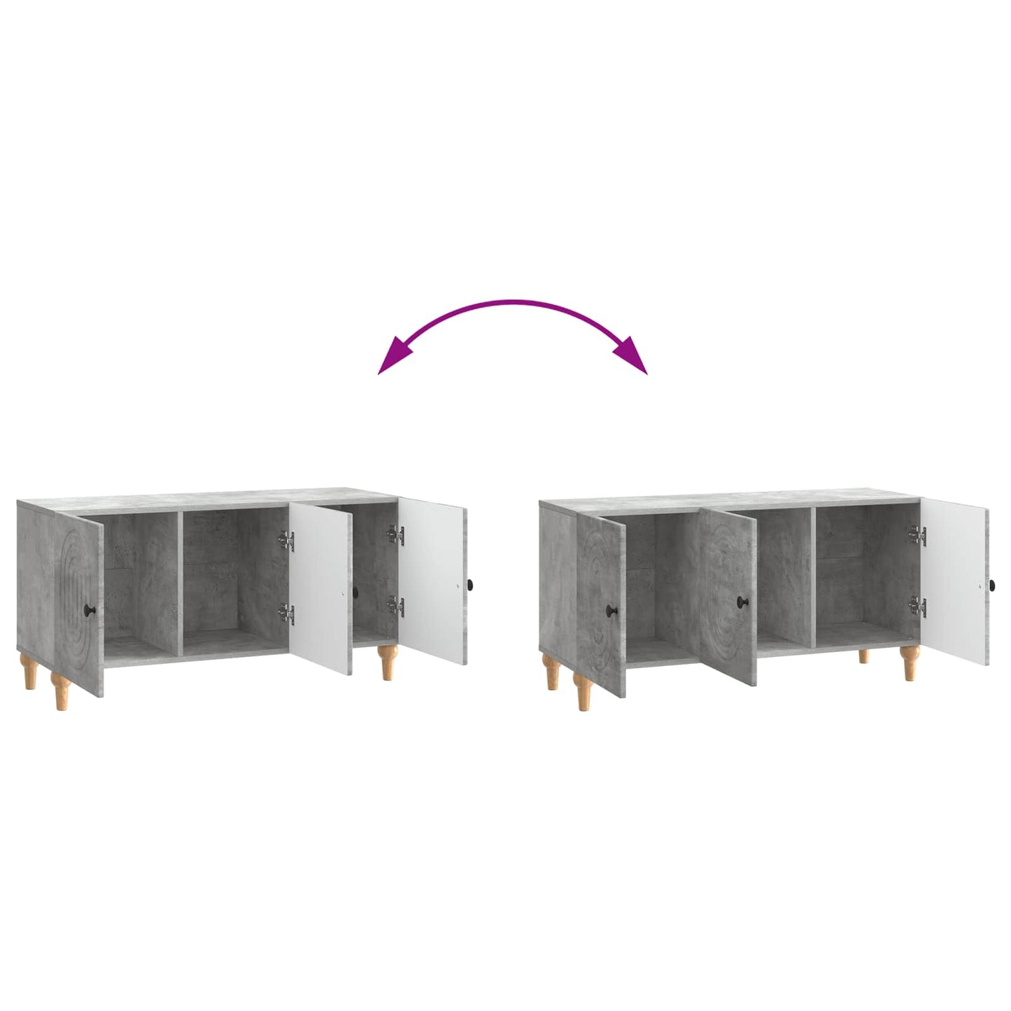 vidaXL TV Cabinet Concrete Grey 99 x 34.5 x 50 cm Engineered Wood