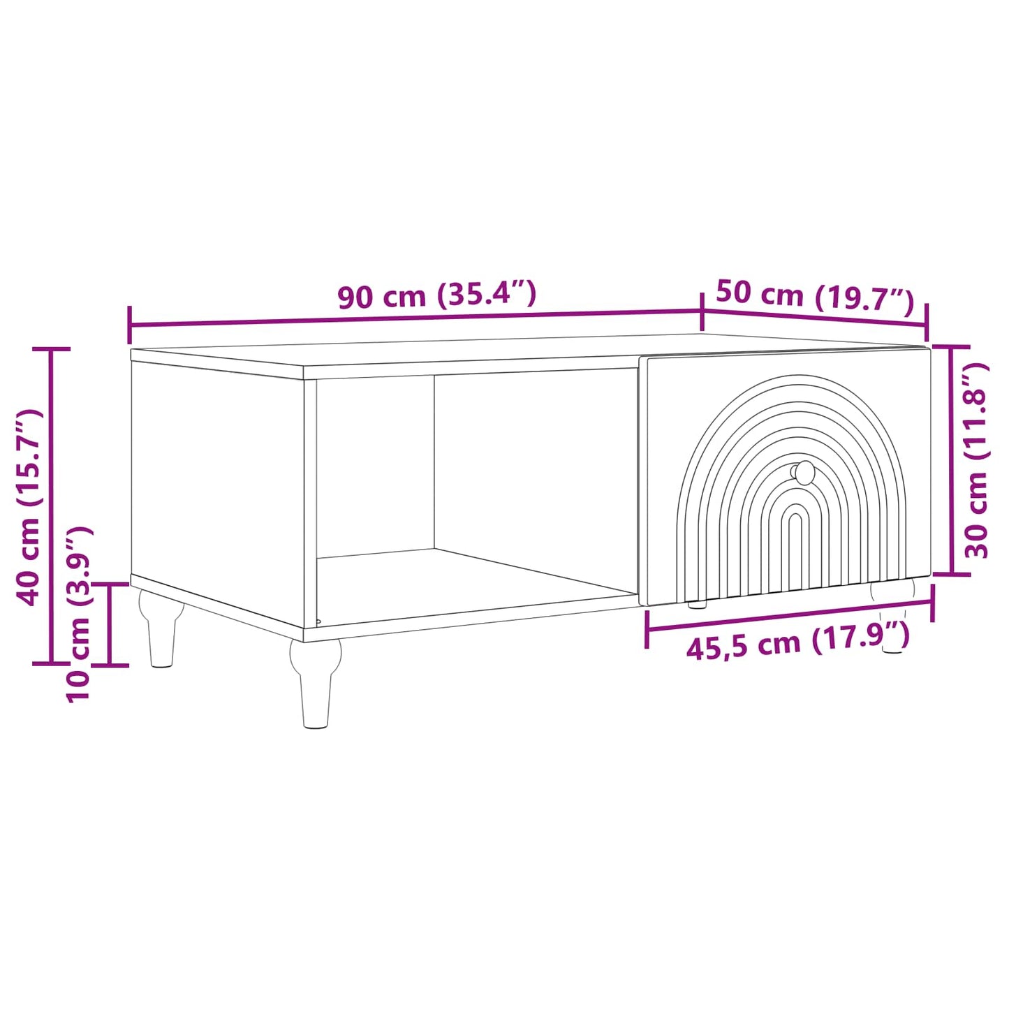vidaXL Coffee Table Sonoma Oak 90 x 50 x 40 cm Engineered Wood