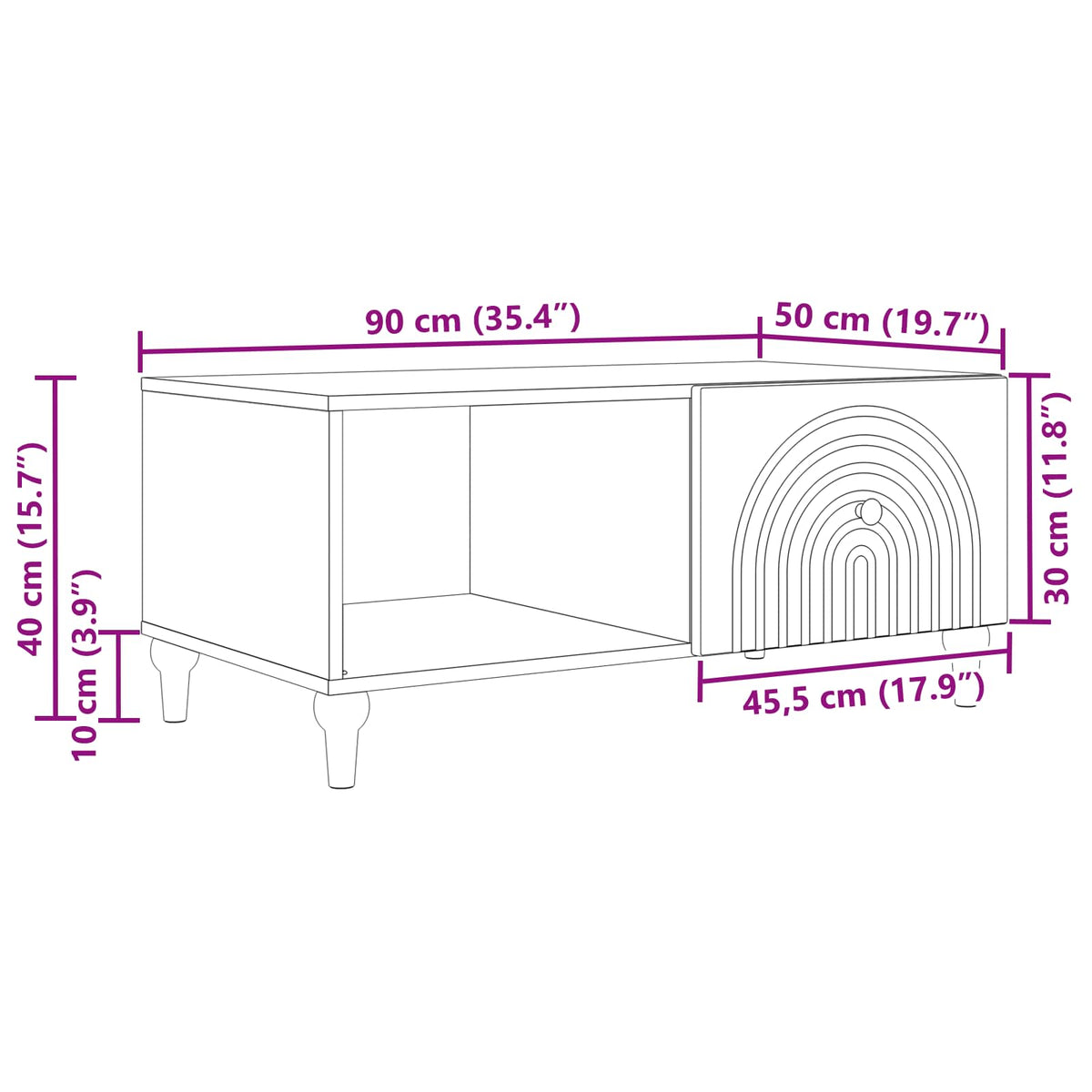 vidaXL Coffee Table Old Wood 90 x 50 x 40 cm Engineered Wood
