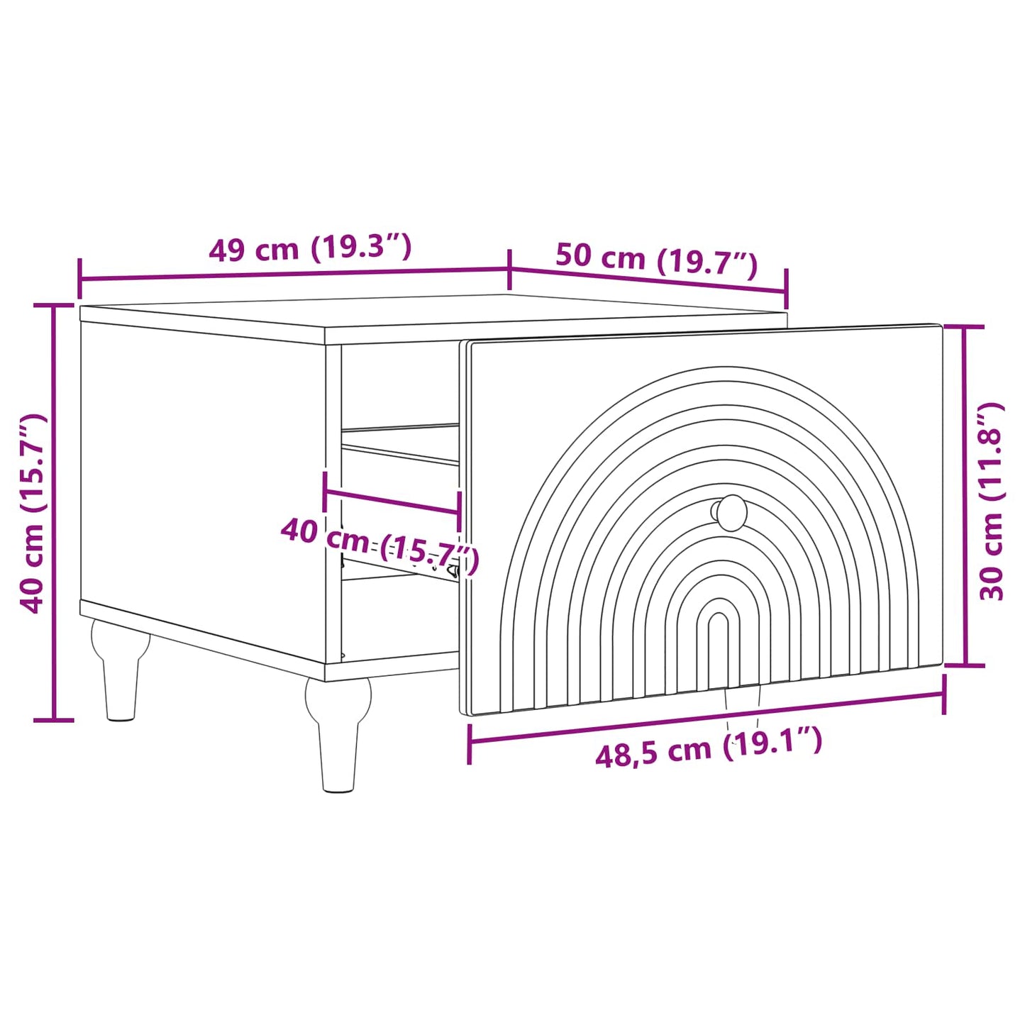 vidaXL Coffee Table Grey Sonoma 49 x 50 x 40 cm Engineered Wood