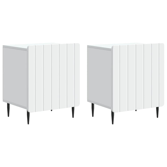 vidaXL Bedside Cabinet 2 pcs White 43 x 34.5 x 52 cm Engineered Wood