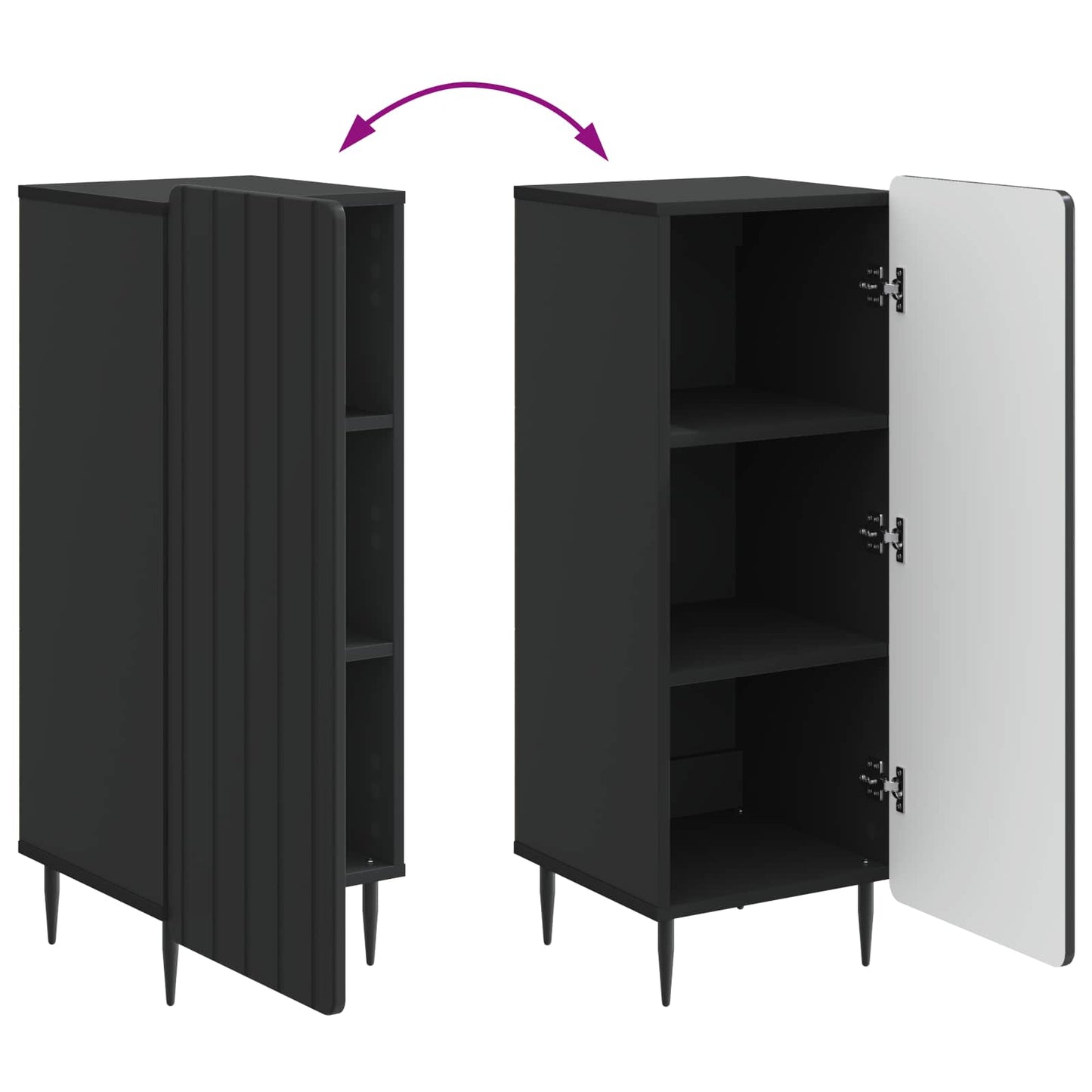 vidaXL Sideboard Black 34.5 x 33 x 92 cm Engineered Wood