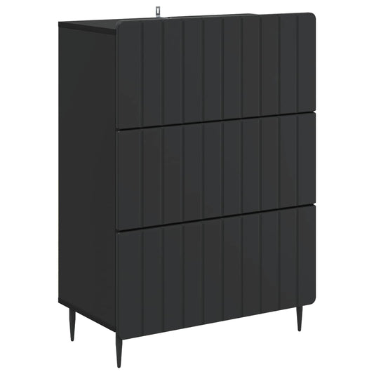 vidaXL Drawer Cabinet Black 66 x 34.5 x 92 cm Engineered Wood