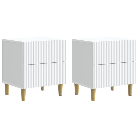 vidaXL Bedside Cabinet 2 pcs White 43 x 34.5 x 48 cm Engineered Wood