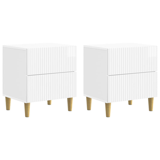 vidaXL Bedside Cabinet 2 pcs High Gloss White 43 x 34.5 x 48 cm