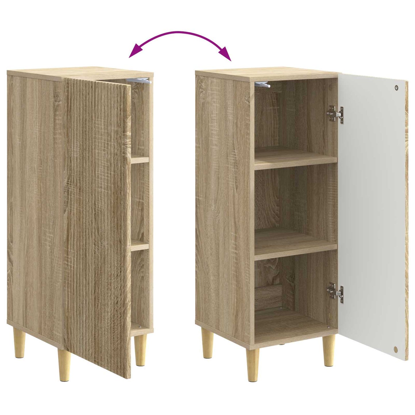 vidaXL Sideboard Sonoma Oak 33 x 34.5 x 90 cm Engineered Wood