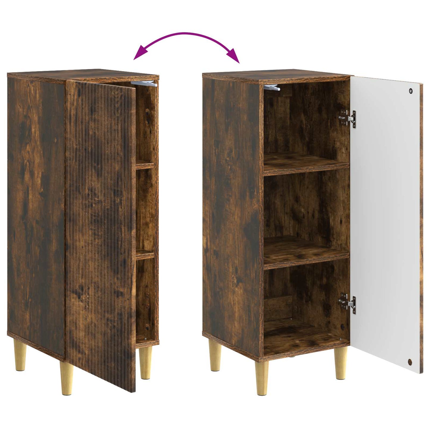vidaXL Sideboard Smoked Oak 33 x 34.5 x 90 cm Engineered Wood