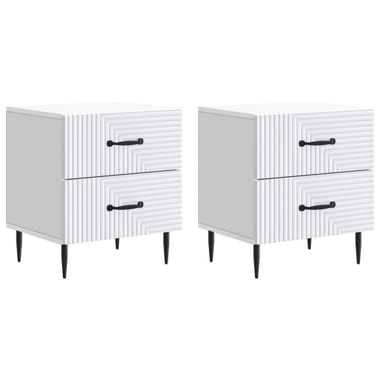 vidaXL Bedside Cabinet 2 pcs White 43 x 34.5 x 47.5 cm Engineered Wood