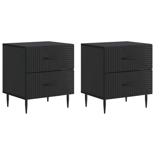 vidaXL Bedside Cabinet 2 pcs Black 43 x 34.5 x 47.5 cm Engineered Wood
