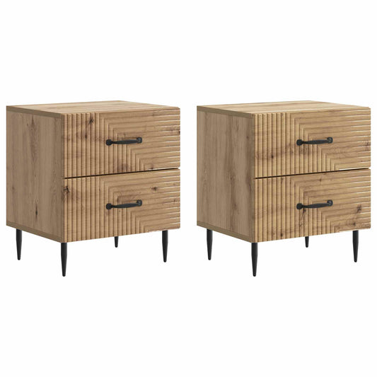 vidaXL Bedside Cabinet 2 pcs Artisan Oak 43 x 34.5 x 47.5 cm