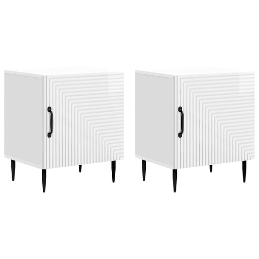 vidaXL Bedside Cabinet 2 pcs High Gloss White 43 x 34.5 x 50 cm