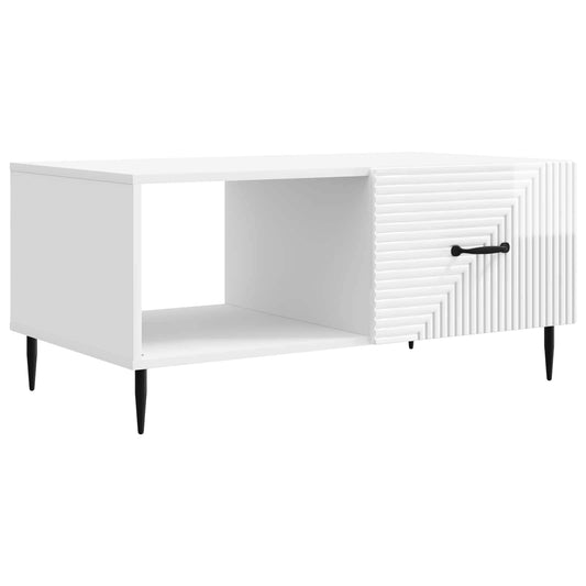 vidaXL Coffee Table High Gloss White 90 x 50 x 40 cm Engineered Wood