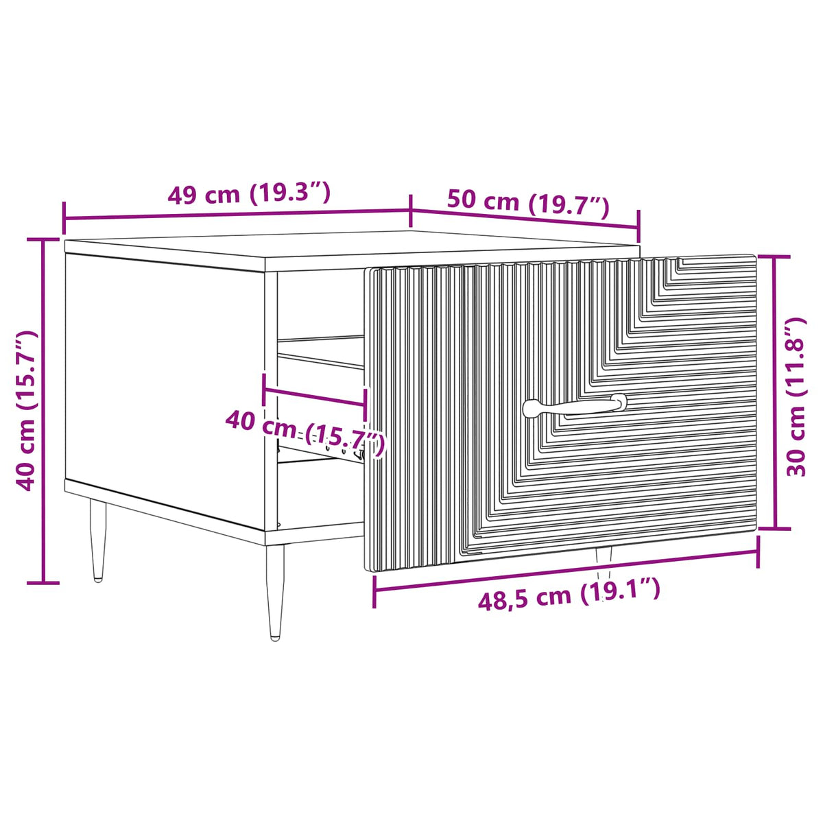 vidaXL Coffee Table Concrete Grey 49 x 50 x 40 cm Engineered Wood
