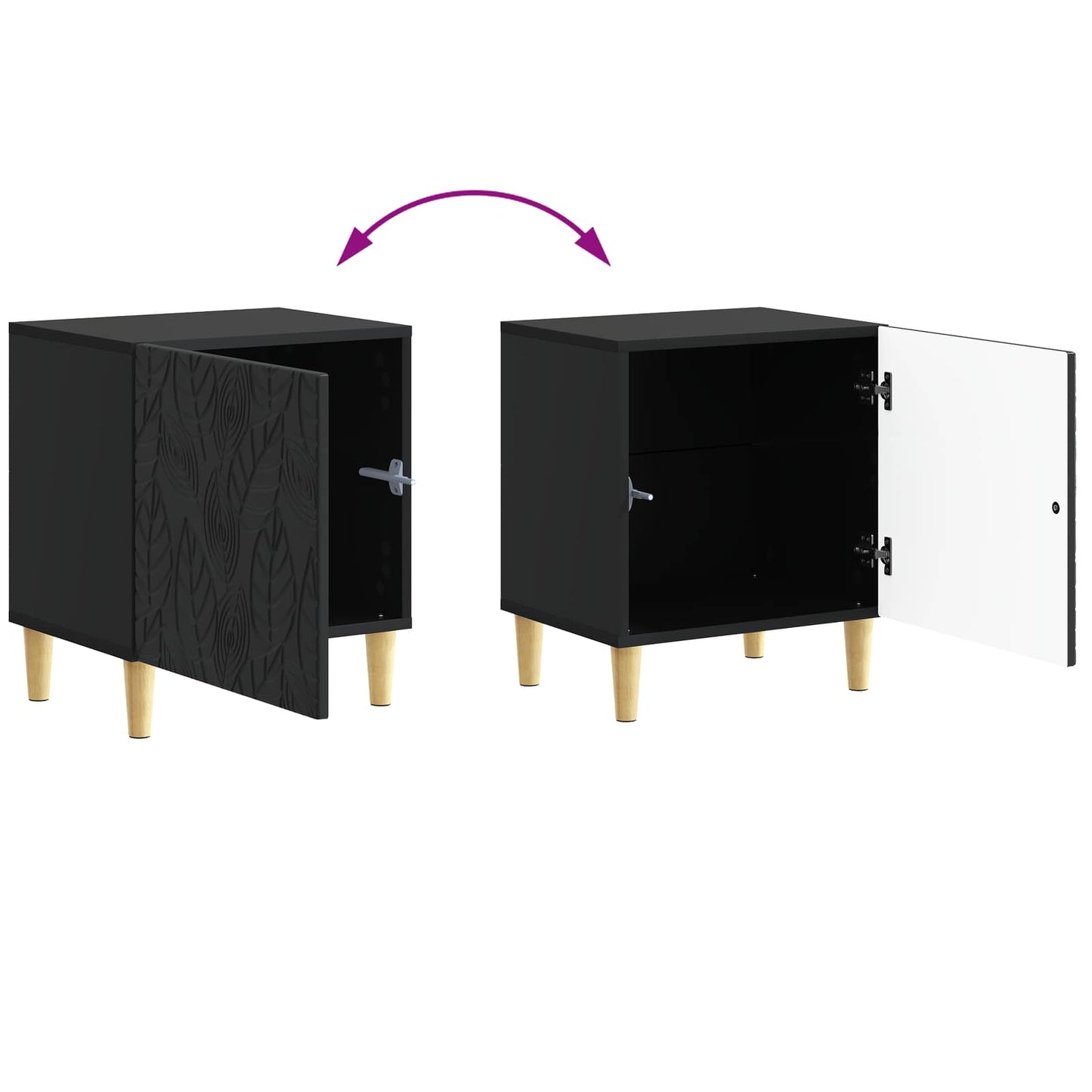 vidaXL Bedside Table 2 pcs Black 43 x 34.5 x 50 cm Engineered Wood
