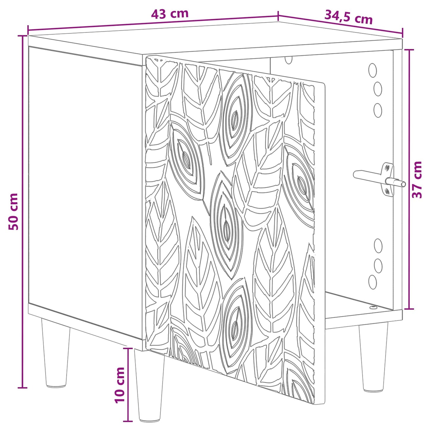 vidaXL Bedside Table Sonoma Oak 43 x 34.5 x 50 cm Engineered Wood