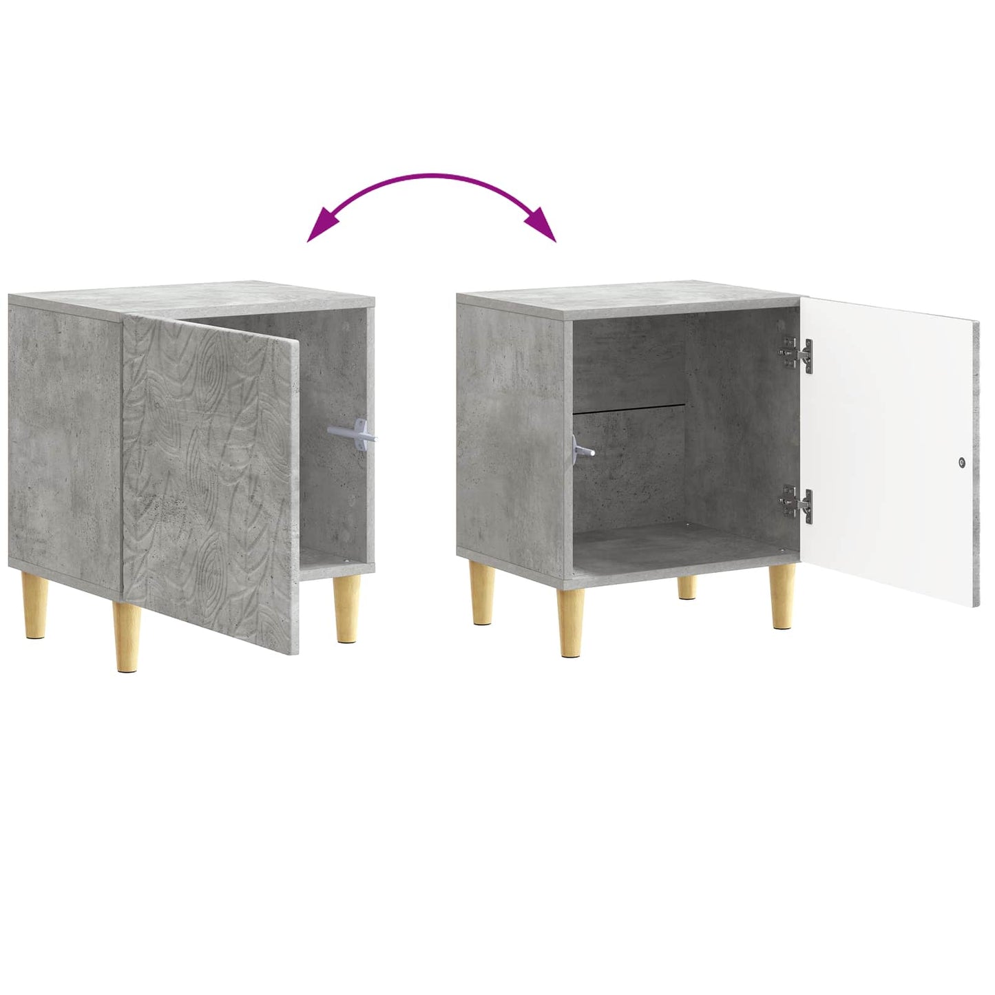 vidaXL Bedside Table 2 pcs Concrete Grey 43 x 34.5 x 50 cm