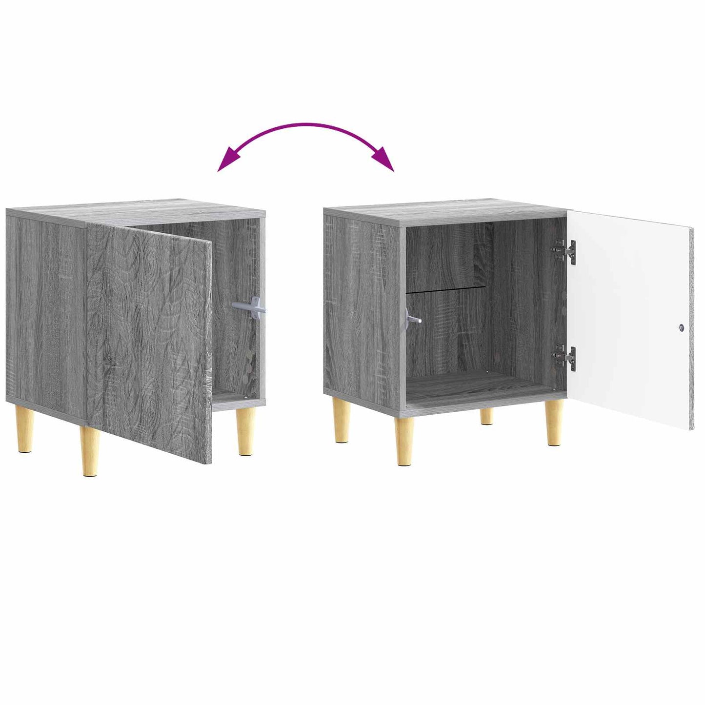 vidaXL Bedside Table 2 pcs Grey Sonoma 43 x 34.5 x 50 cm