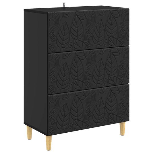 vidaXL Drawer Cabinet Black 66 x 34.5 x 90 cm Engineered Wood