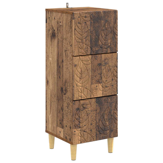 vidaXL Drawer Cabinet Old Wood 33 x 34.5 x 90 cm Engineered Wood
