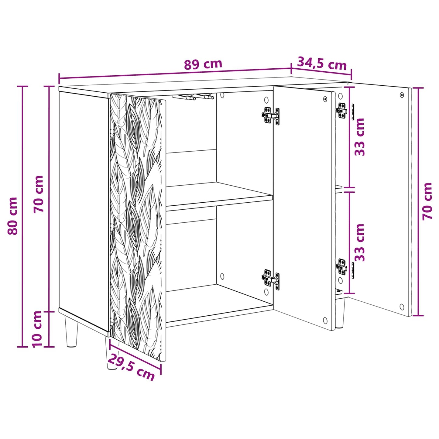 vidaXL Sideboard Sonoma Oak 89 x 34.5 x 80 cm Engineered Wood