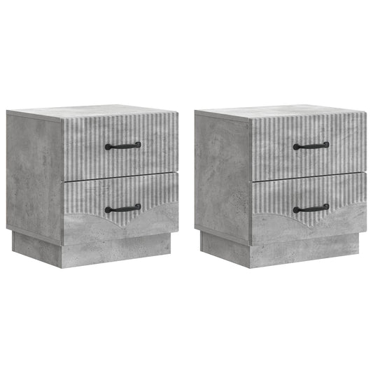 vidaXL Bedside Cabinet 2 pcs Concrete Grey 43 x 34.5 x 44.5 cm
